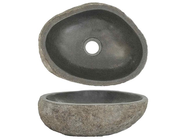 Vidaxl wastafel ovaal riviersteen - afbeelding 1 van  2