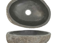 Vidaxl wastafel ovaal riviersteen - afbeelding 1 van  2