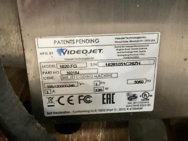Videojet 1620fg inktjetprinter (4x) - afbeelding 7 van  9
