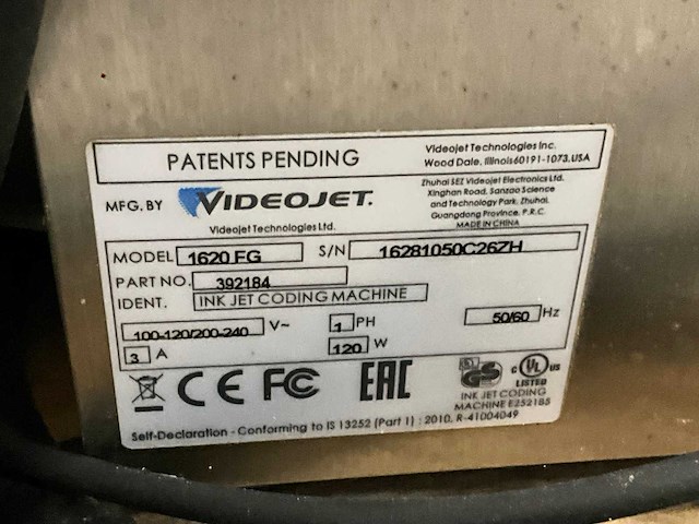 Videojet 1620fg inktjetprinter (4x) - afbeelding 8 van  9