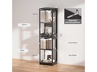 Vier verdiepingen glazen vitrinekast, vitrine voor collectie, zwart