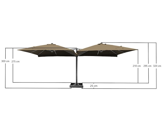 Vierdubbele hangende parasol donkergrijs (4 * 300x300cm) - afbeelding 5 van  10