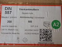 Vierkant moeren m8 inox ca. 8 doosjes x200st. - afbeelding 2 van  2