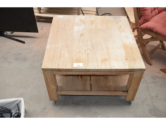 Vierkant natuurkleur houten salontafel afm. 80x80 cm - afbeelding 2 van  5