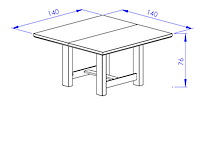 Vierkante eettafel basalte | 140 x 140 x 76 cm | viking oak-design - afbeelding 5 van  5