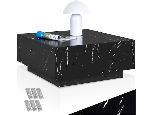 Vierkante salontafel met poot, marmeren look - afbeelding 2 van  9