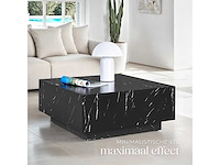 Vierkante salontafel met poot, marmeren look - afbeelding 3 van  9