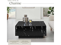 Vierkante salontafel met poot, marmeren look - afbeelding 6 van  9