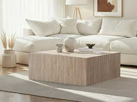 Vierkante salontafel met travertijn-effect - afbeelding 1 van  6