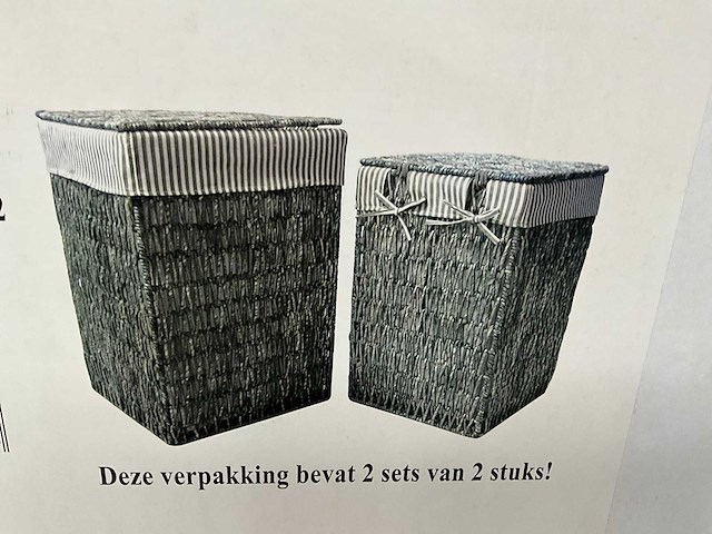 Vierkante wasmanden set van 2 (2x) - afbeelding 3 van  5