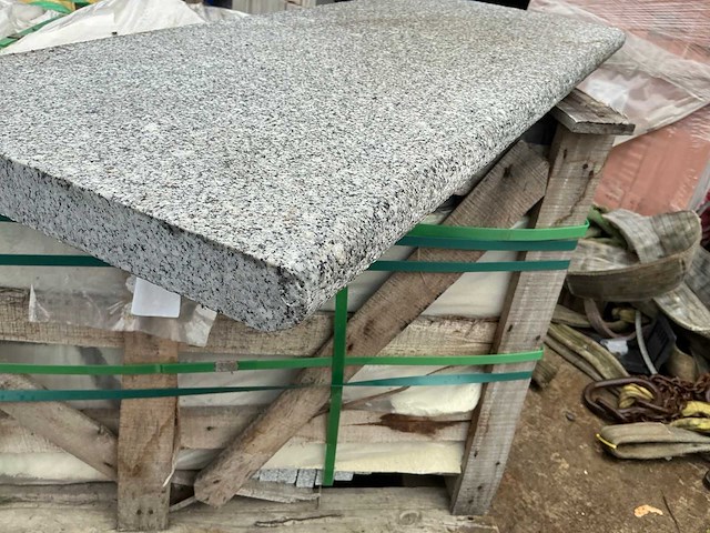 Viet grey, gebouchardeerd, afgerond natuursteen zwembadboord/traptrede - afbeelding 2 van  2