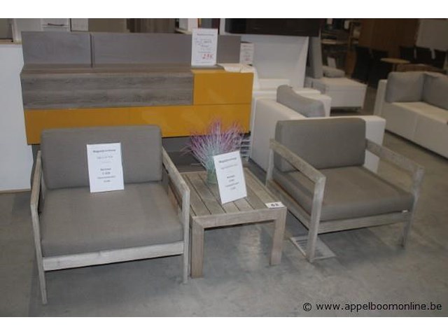 Vigo frame 1-zit in teak vergrijsd | vigo frame 1-zit in teak vergrijsd | vigo bijzettafel 68x60x41cm in teak vergrijsd | 2x reno/belvedere/vigo 1 zit- en rugkussen voor 1-zit - afbeelding 1 van  2