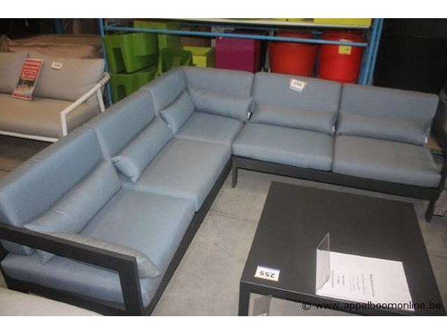 Vigo frame 3-zit aluminium charcoal mat | vigo frame hoekelement: links, aluminium charcoal mat | vigo zit en rugkussens voor hoek: - afbeelding 1 van  3