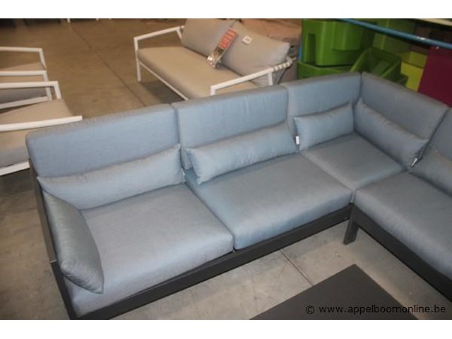 Vigo frame 3-zit aluminium charcoal mat | vigo frame hoekelement: links, aluminium charcoal mat | vigo zit en rugkussens voor hoek: - afbeelding 3 van  3