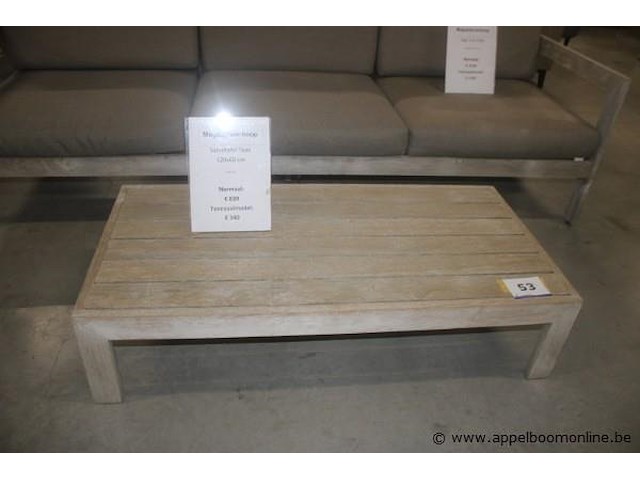 Vigo frame 3-zit teak vergrijsd | vigo salontafel 120x60x28cm in teak vergrijsd | 3x reno/belvedere/vigo 1 zit- en rugkussen voor 1-zit - afbeelding 2 van  2