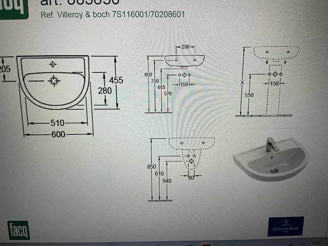 Villeroy & boch saval pro wastafel - afbeelding 2 van  2