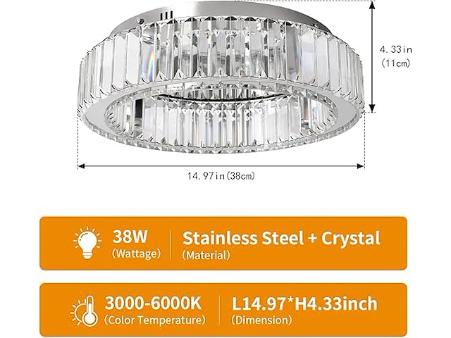 Vinilky kristallen plafondlamp - afbeelding 3 van  3