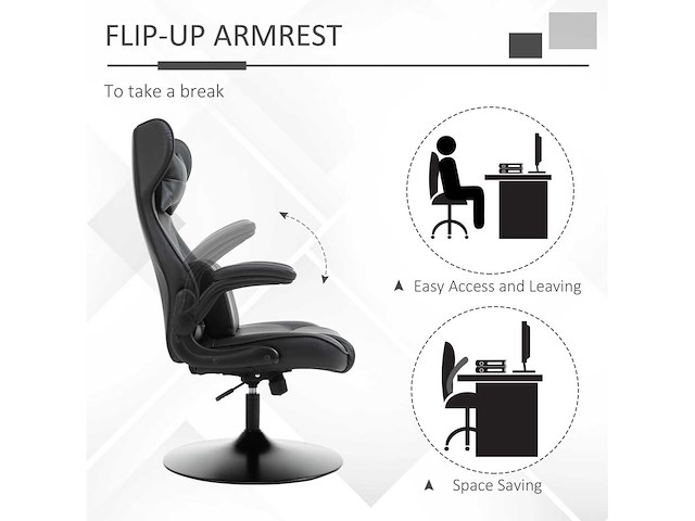 Vinsetto videogamestoel met lendensteun, racestijl - afbeelding 5 van  8