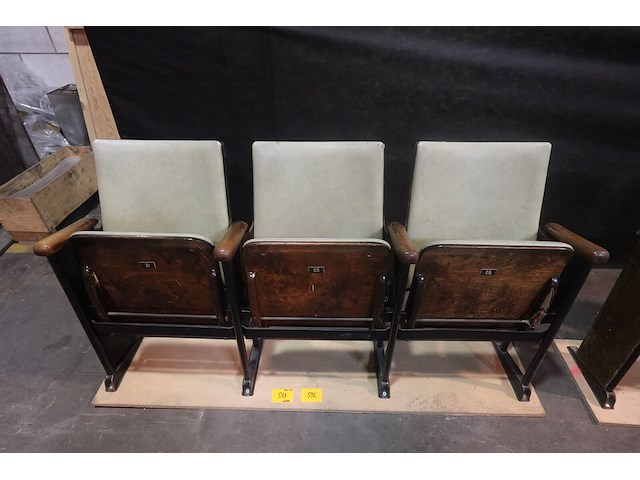 Vintage 3-zit theaterstoel - afbeelding 1 van  14