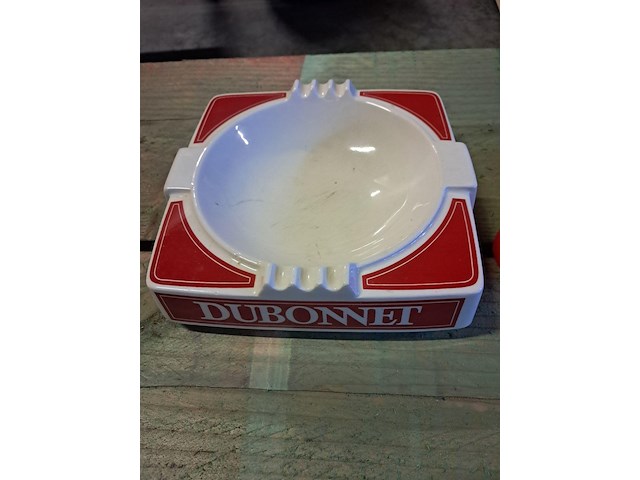 Vintage asbakken 2 x dubonnet keramiek en glas - afbeelding 1 van  10