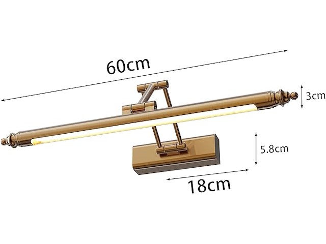 Vintage badkamerspiegellamp, retro 60 cm - afbeelding 2 van  5