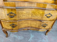 Vintage barokke secretaire ladekast uitgevoerd in rococo stijl met klep en 2 laden (met inhoud kaarsen) - afbeelding 7 van  9