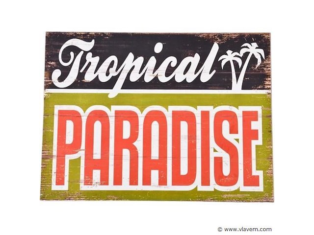 Vintage bord tropical paradise - afbeelding 1 van  1