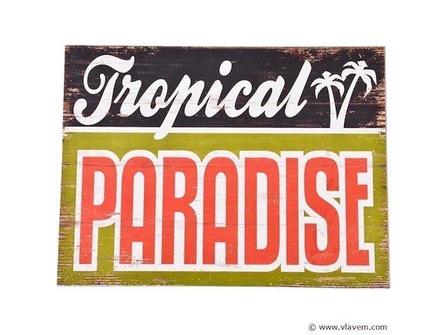 Vintage bord tropical paradise - afbeelding 1 van  1