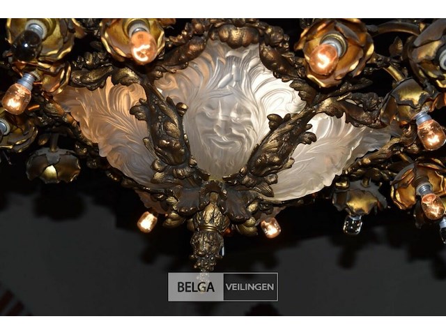 Vintage bronzen kroonluster - afbeelding 3 van  4