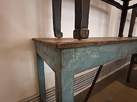 Vintage eetafel met 4 vintage zitbanken - afbeelding 3 van  6