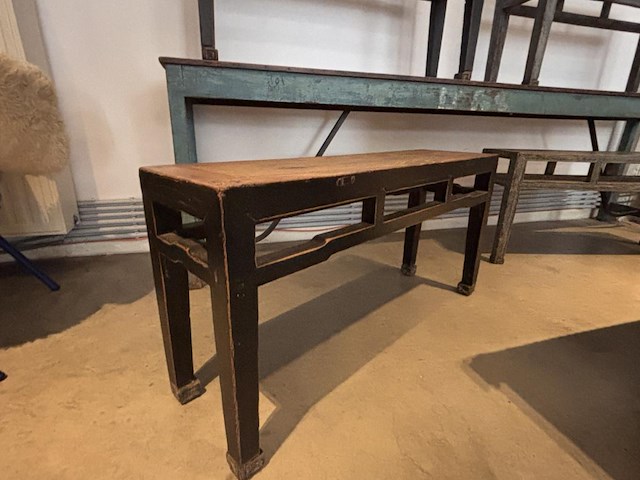 Vintage eetafel met 4 vintage zitbanken - afbeelding 4 van  6