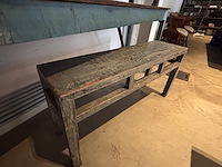 Vintage eetafel met 4 vintage zitbanken - afbeelding 5 van  6