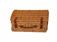Vintage gevlochten rieten picknickmand met... - afbeelding 3 van  3