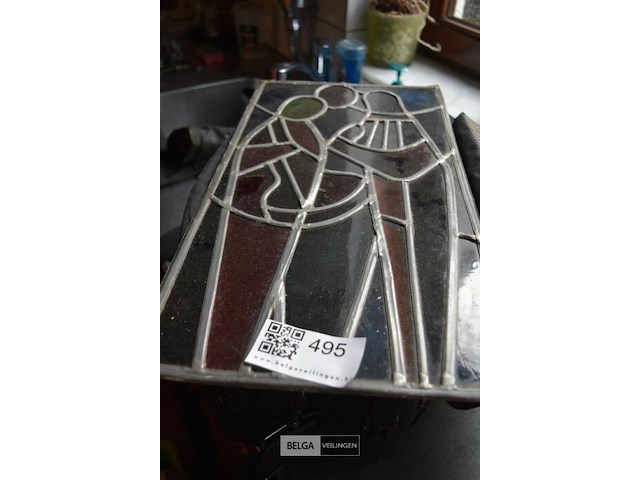 Vintage glas-in-loodpaneel - afbeelding 1 van  3