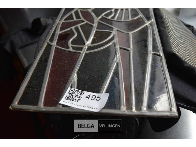 Vintage glas-in-loodpaneel - afbeelding 3 van  3