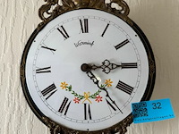 Vintage haantjes-wandklok met slinger en gewichten - afbeelding 2 van  3
