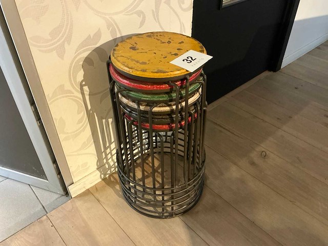 Vintage kruk (6x) - afbeelding 2 van  3