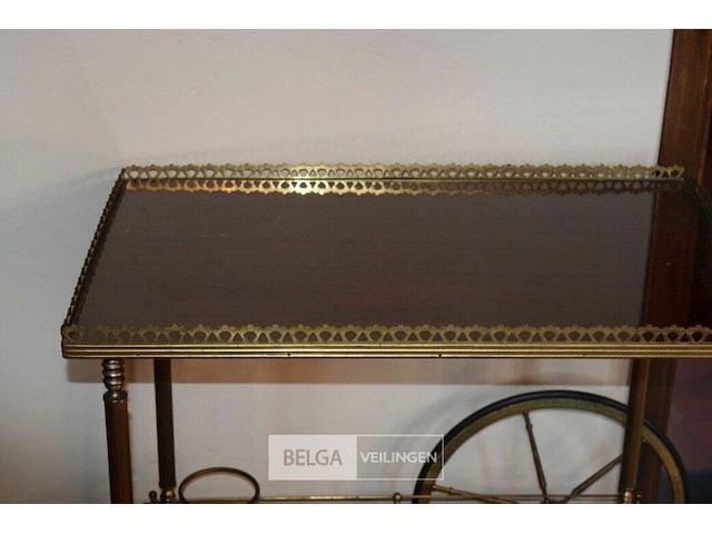 Vintage mahogang and brass barkast op wielen - afbeelding 2 van  4