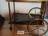 Vintage mahogang and brass barkast op wielen - afbeelding 4 van  4