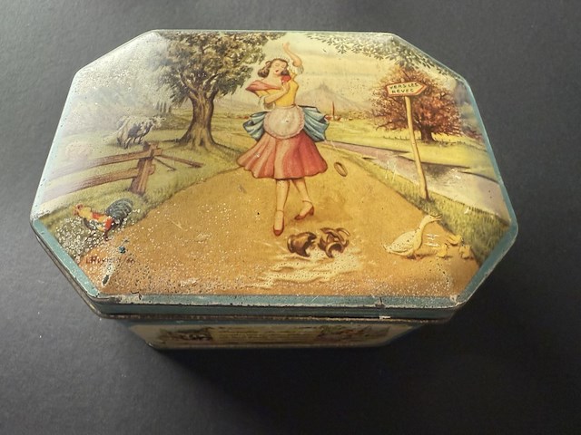 Vintage metalen doos met diverse munten - afbeelding 3 van  4