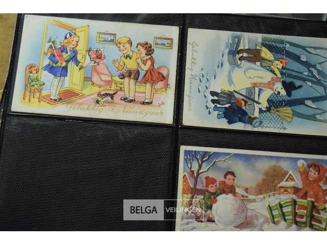 Vintage nieuwjaarskaarten ca 1950-1960 en sigarenbandjes - afbeelding 4 van  5