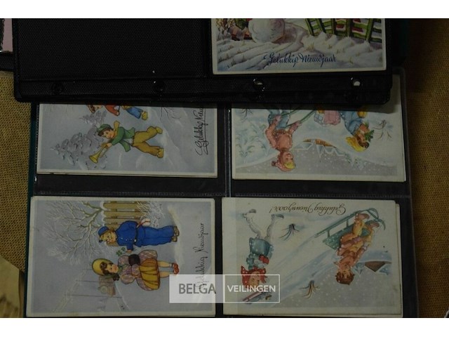 Vintage nieuwjaarskaarten ca 1950-1960 en sigarenbandjes - afbeelding 5 van  5