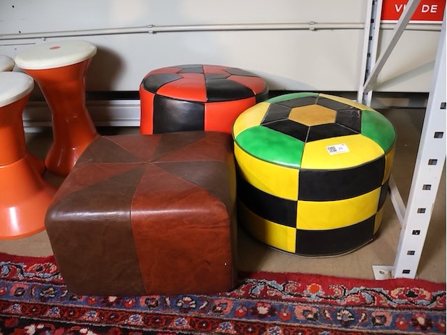 Vintage poef (x3) - afbeelding 1 van  5