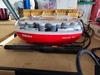 Vintage reiskledingstomer dress boy in originele doos met reisstrijkplank, haardroger braun swing 1400, warme luchtborstel philips essential care airstyler, stijltang carmen, warme luchtborstel babyliss pro, - afbeelding 7 van  9