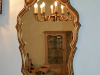 Vintage spiegel met geslepen glas goudlook kader