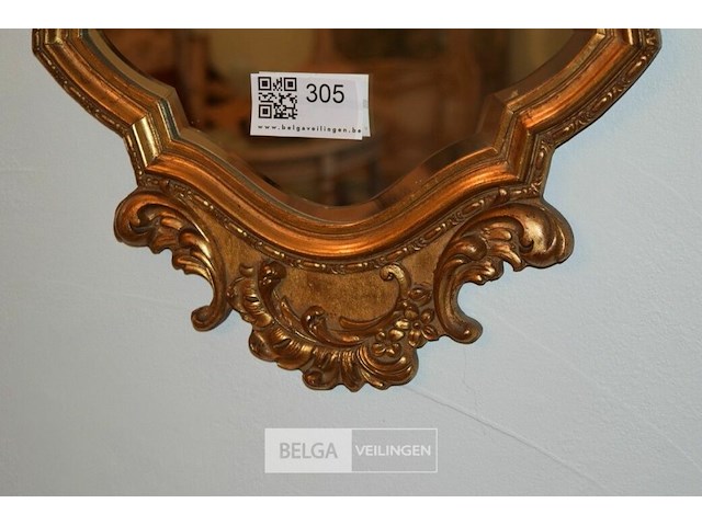 Vintage spiegel met geslepen glas goudlook kader - afbeelding 2 van  3
