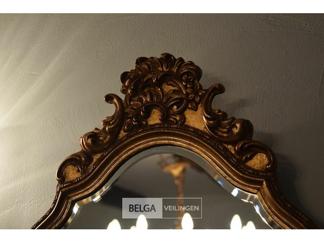 Vintage spiegel met geslepen glas goudlook kader - afbeelding 3 van  3