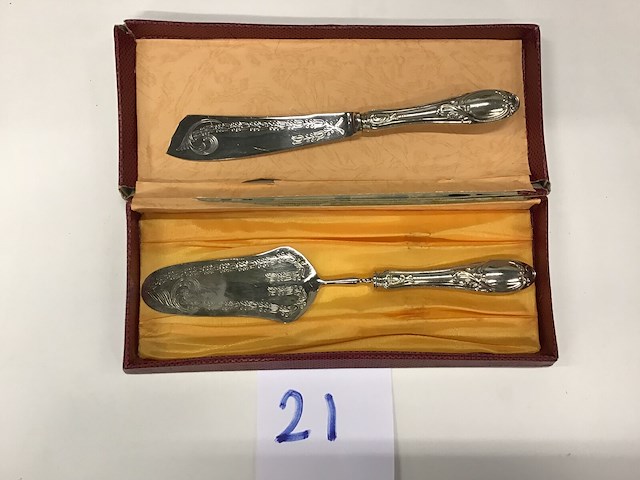 Vintage taartschep en mes - afbeelding 1 van  1