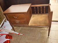 Vintage telefoonbankje eikenhout 1950/1960 - afbeelding 1 van  5