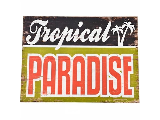Vintage wandbord tropical paradise - afbeelding 1 van  1
